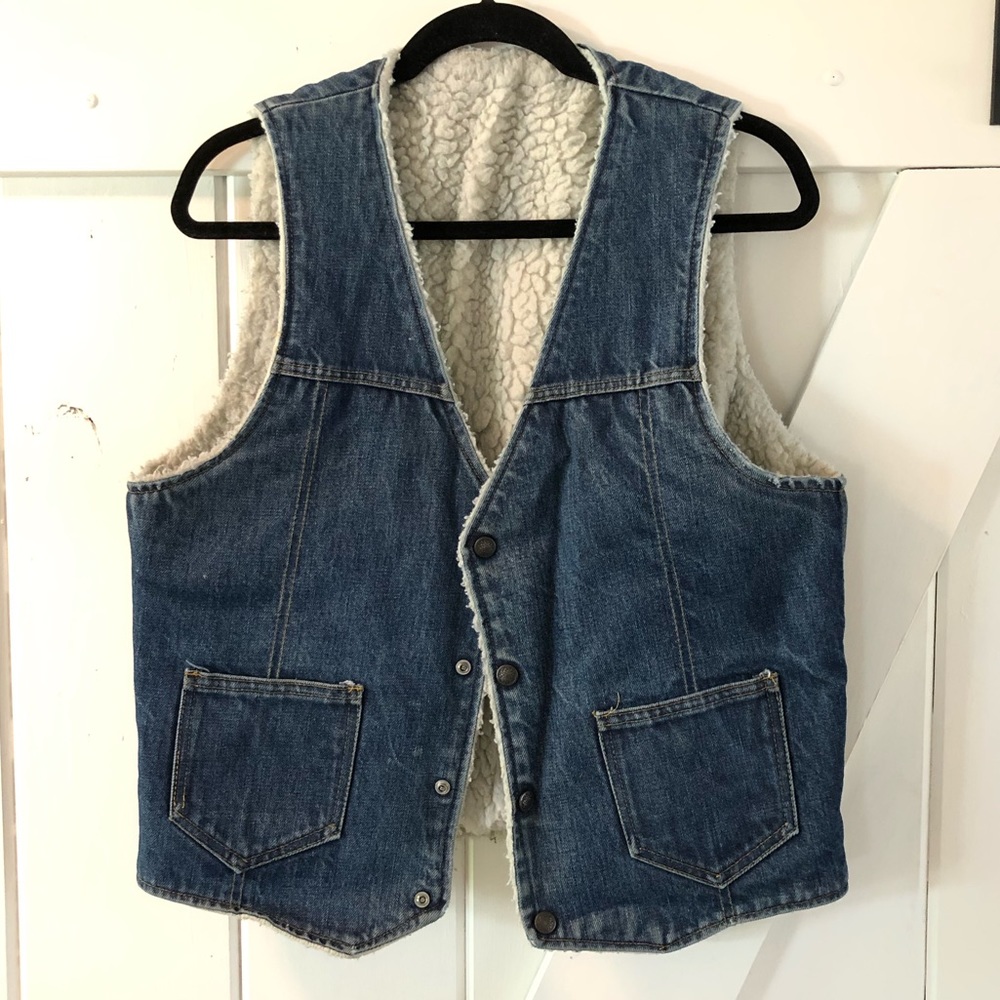 Denim Sherpa vest